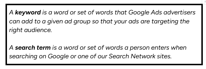 Keywords vs. search terms