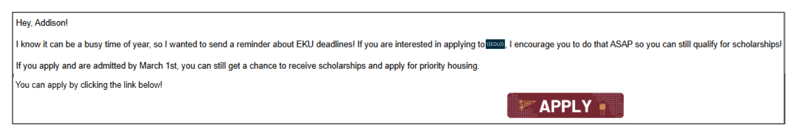 One Email Six Applies example